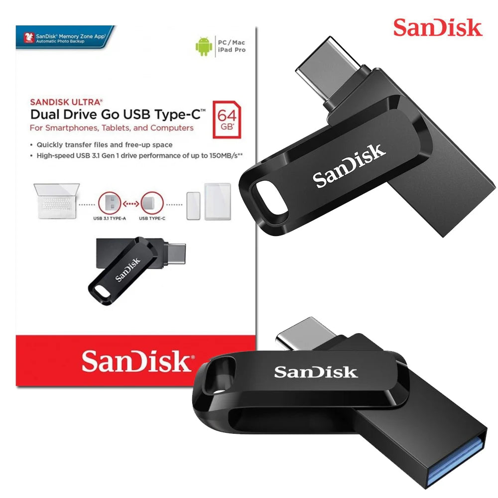 SanDisk Ultra Dual Drive Go unità flash USB 64 GB Type-A / Type-C 3.2 Gen 1 (3.1 1) Nero