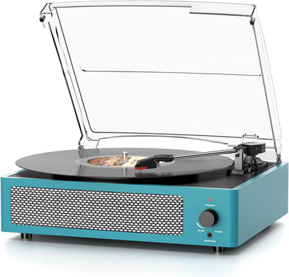 Giradischi Vinile Senza Fili Bluetooth Con Altoparlanti Per Dischi Vinili Platino Vinile Vintage A Cinghia Supporto 3 Velocità, Cuffia, Linea Rca, Ingresso Ausiliare Per Lettore