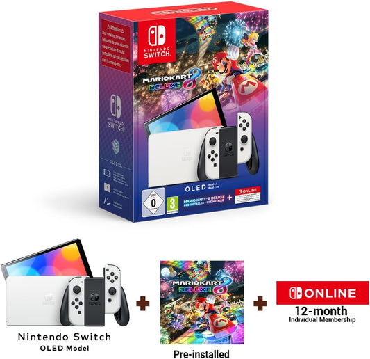 SWITCH CONSOLE OLED WHITE + MARIO KART 8+12 NSO