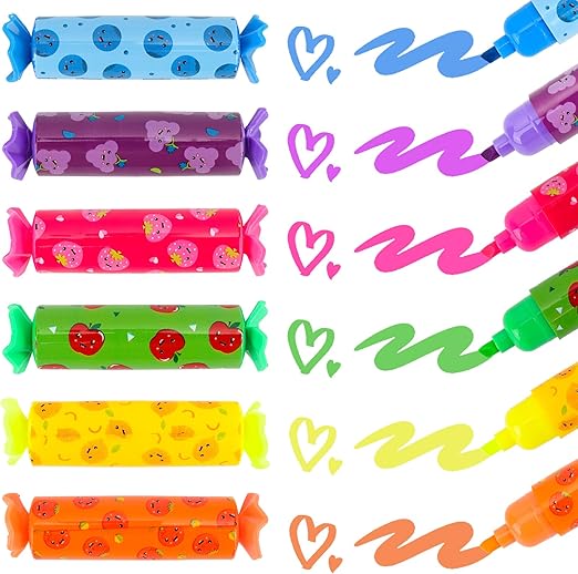 Coicok 5 Pezzi Caramelle Evidenziatori Colorate, Mini a Forma Caramella Penne Colorate