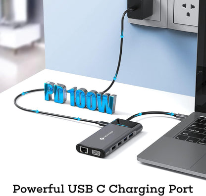 Docking Station USB C Triplo Display, NOVOO 12 in 1 Hub USB C con 2 HDMI, VGA, Ethernet, Lettore SD/TF, 4 USB,Audio da 3,5 mm e Ricarica Rapida PD 100W per MacBook/Dell/Surface/HP