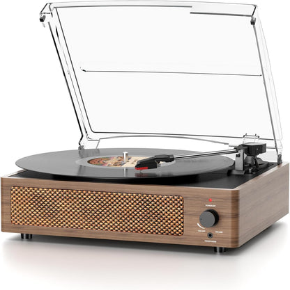 Giradischi Vinile Senza Fili Bluetooth Con Altoparlanti Per Dischi Vinili Platino Vinile Vintage A Cinghia Supporto 3 Velocità, Cuffia, Linea Rca, Ingresso Ausiliare Per Lettore