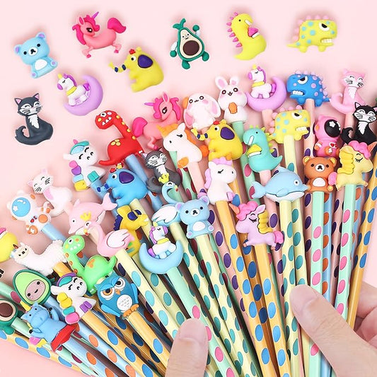 Matite triangolari per Bambini Colorate con Topper Animali