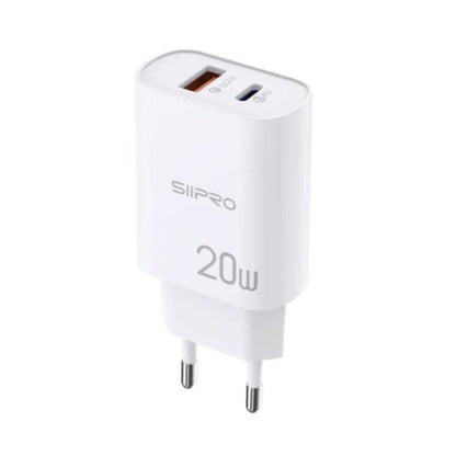 Caricabatteria 1x USB 1x USB Type-C 20W White + cavo USB C TO Lightning SIIPRO