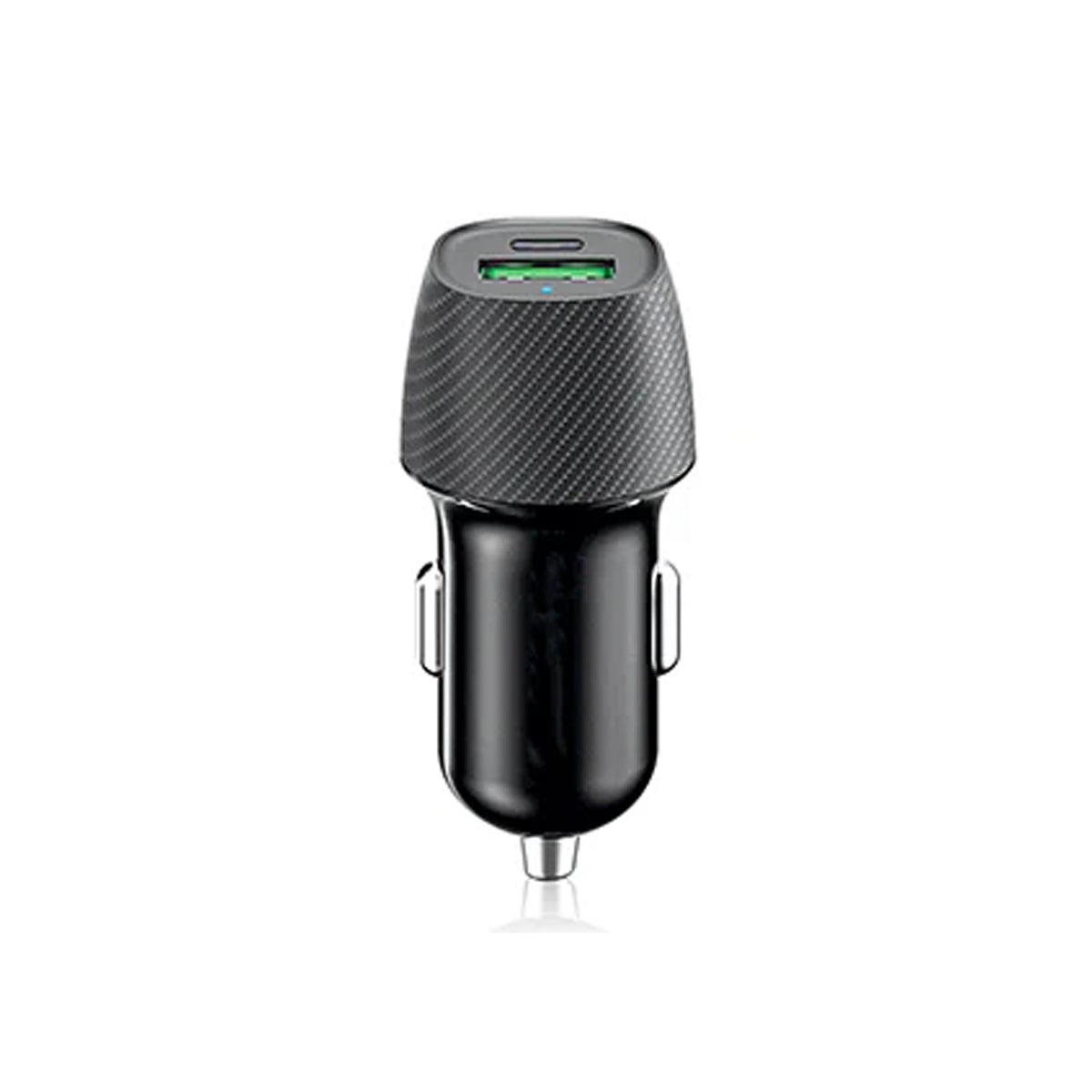 Caricatore Auto Universale Doppia Uscita Usb A / Usb C 20W Premium Nero