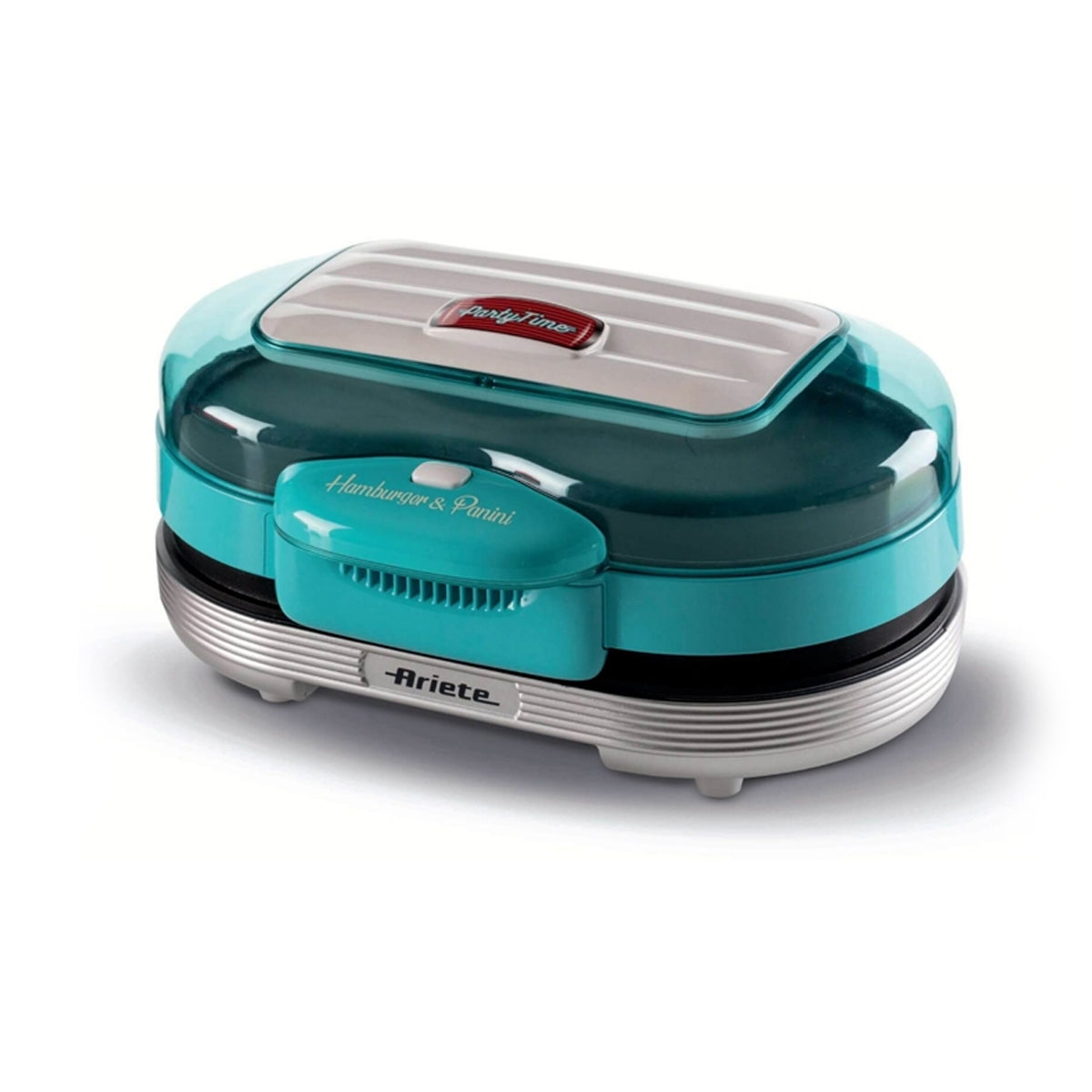 GRIGLIA ELETTRICA DA TAVOLO  ARIETE HAMBURGER MAKER (PARTY TIME) (0205/01) - CELESTE- DOPPIA PISTRA - 1200W