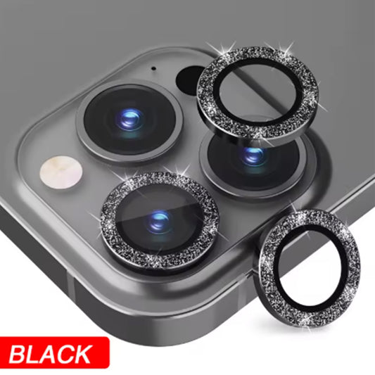 Protezione per Obiettivo della Fotocamera in Vetro per IPhone Glitter Black