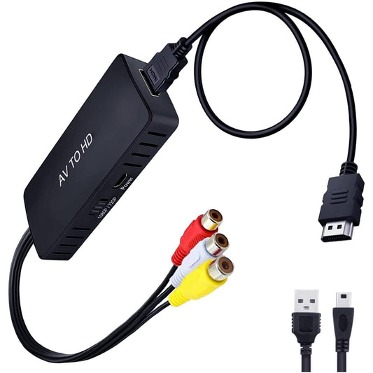 Convertitore RCA a HDMI con Cavi HDMI, Adattatore CVBS AV to HDMI Full HD 720P/1080P Video Audio Converter per HDTV Monitor Proiettore STB VHS Xb0x PS3 Sky Blu-ray Lettore DVD