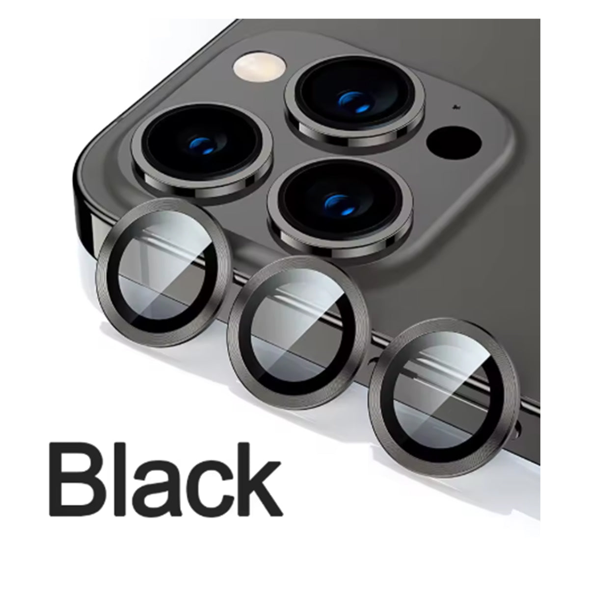 1 Set Anello di Metallo Protezione per Obiettivo della Fotocamera in Vetro per IPhone 15 Pro max