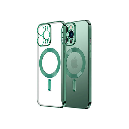Cover morbida magnetica trasparente con effetto cromato lungo i bordi Per Iphone 14pro