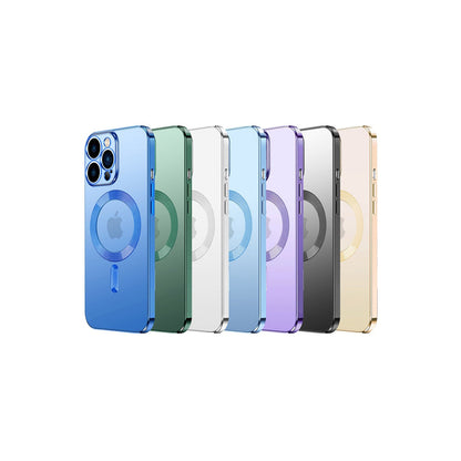Cover morbida magnetica trasparente con effetto cromato lungo i bordi Per Iphone 14pro