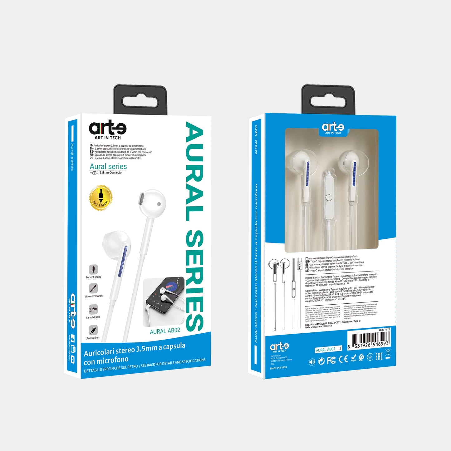 Auricolari AB03 Type-C White con microfono serie Aural