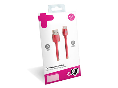 Cavo Dati e Ricarica Usb A - Micro Usb Rosso 1 mt. Soft Touch