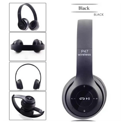 Cuffie Wireless P47 Black - Bluetooth