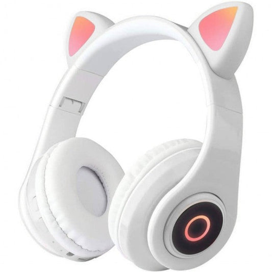 Cuffie Wireless B39M gatto white - Bluetooth headphones 5.0 - luci led rgb - ingresso memory - pieghevoli e richiudibili!