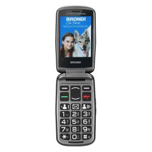 BRONDI AMICO SICURO PLUS - Telefono a conchiglia per anziani - Black Metal