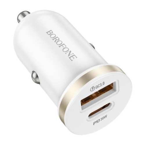 Alimentatore auto BZ22 bianco dual port PD30W+QC3.0