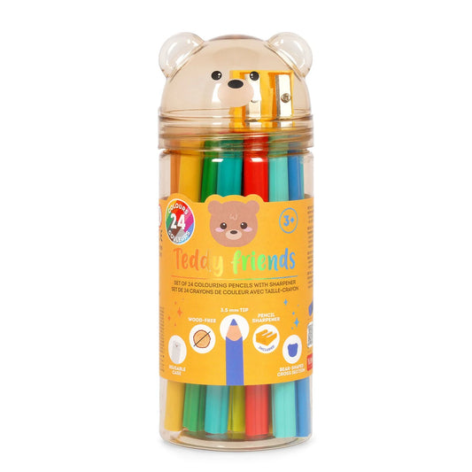 24 MATITE COLORATE con TEMPERINO - TEDDY BEAR
