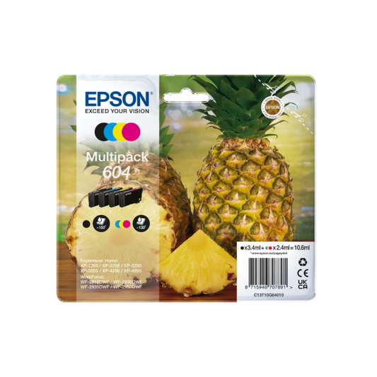 MULTIPACK EPSON 604 BK-C-M-Y ANANAS C13T10G64010 CARTUCCIA ORIGINALE