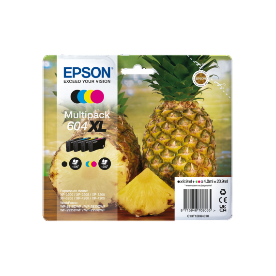 MULTIPACK EPSON 604XL BK-C-M-Y ANANAS C13T10H64010 CARTUCCIA ORIGINALE